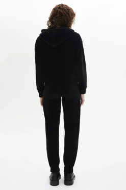 Sweat A Capuche Manches Longues En Velours