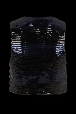 Top Court Sans Manches En Sequins Rayes