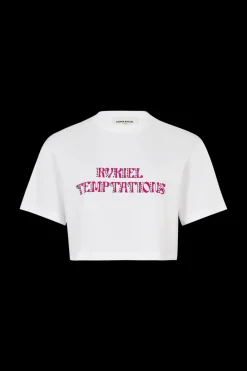 T-Shirt Crop Col Rond A Manches Courtes En Jersey De Coton