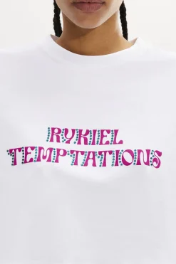 T-Shirt Crop Col Rond A Manches Courtes En Jersey De Coton