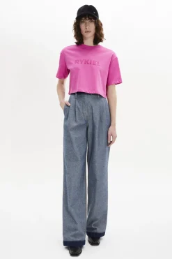 T-Shirt Crop Col Rond Manches Courtes